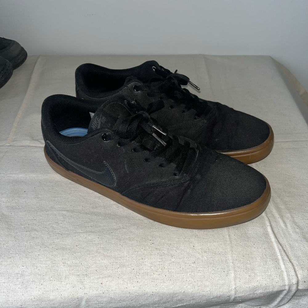 Nike Black Canvas Sneakers with Brown Sole